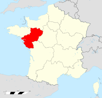 フランス西部を記す地図
